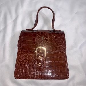 croc top handle bag